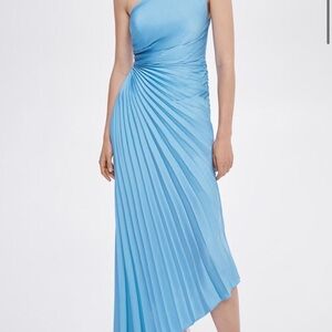 blue mango asymmetrical pleated dress